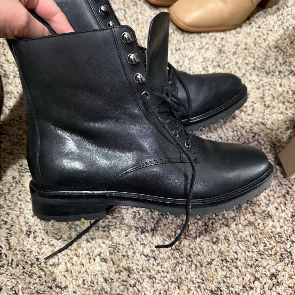 Polo by Ralph Lauren Black Leather Lace Up Boots